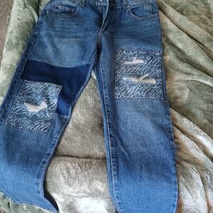 Forever 21 X FUBU Blue Denim Jeans with Patchwork